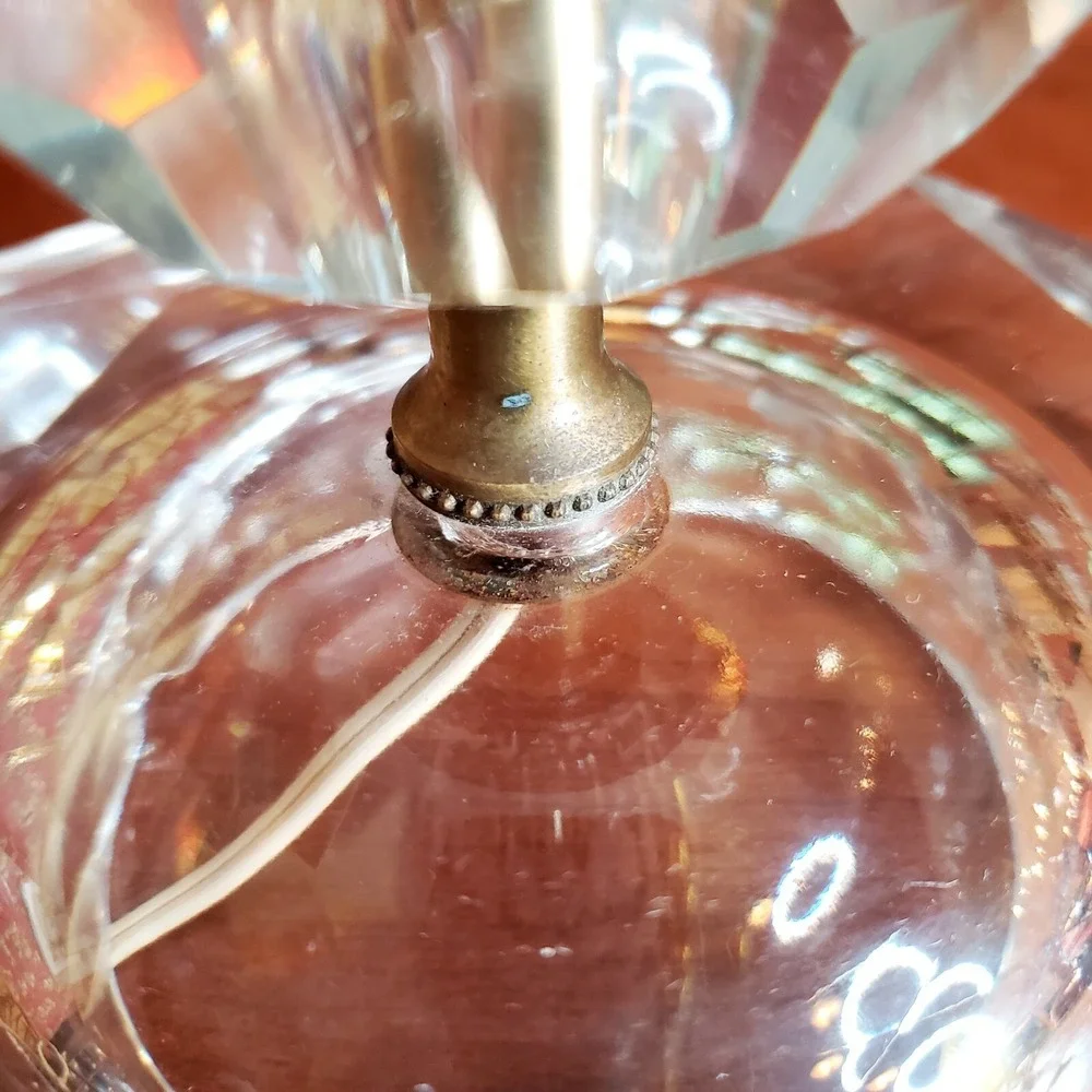 Exquisite Vintage Mid‎ Century (60's) 4-tier Crystal Tower Table Lamp